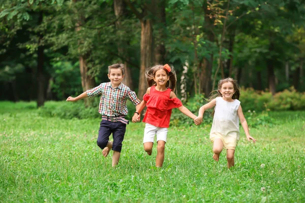 Niedliche Kleine Kinder Laufen Sommertagen Park Herum — Stockfoto