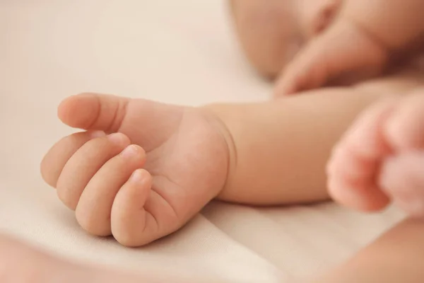 Cute Little Baby Sleeping Bed Closeup — Stock Photo, Image