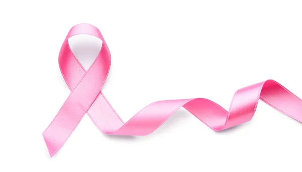 Pink Ribbon White Background Breast Cancer Concept — Stock Photo, Image