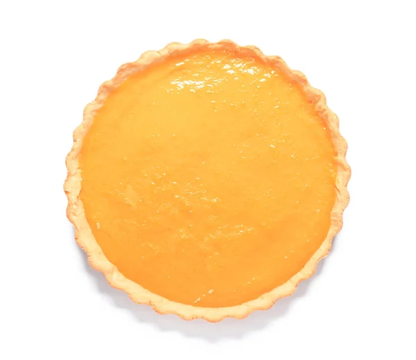 Tarte Citron Savoureuse Sur Fond Blanc — Photo