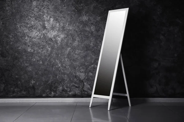 Big Stylish Mirror Grey Wall Empty Room — Stock Photo, Image