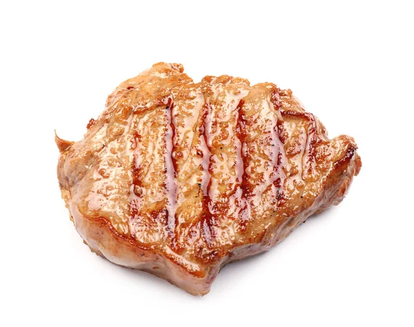 Ízletes Sült Steak Fehér Háttér — Stock Fotó
