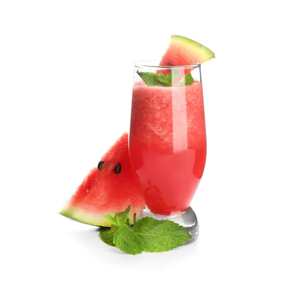 Glass Fresh Watermelon Smoothie White Background — Stock Photo, Image