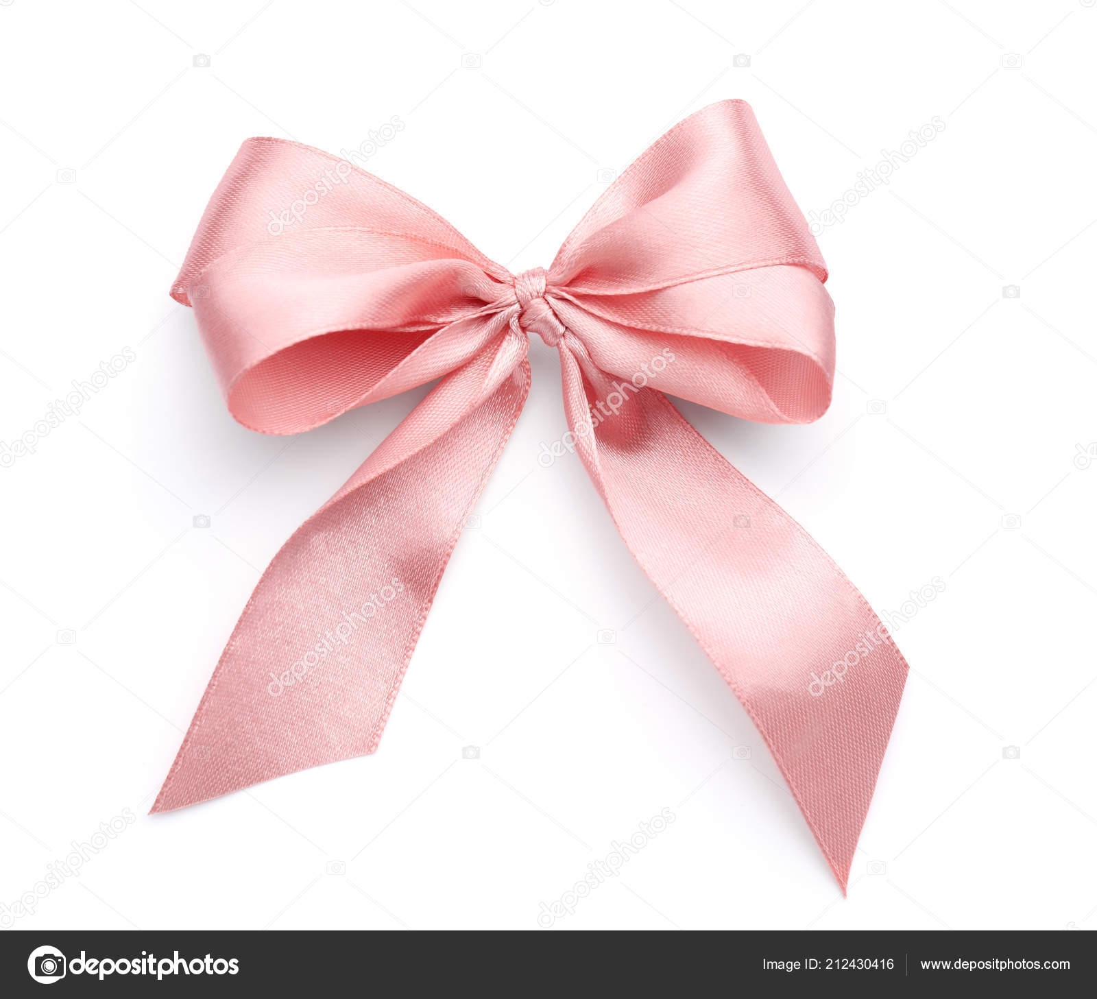 Beautiful Bow Made Pink Ribbon White Background Stock Photo by