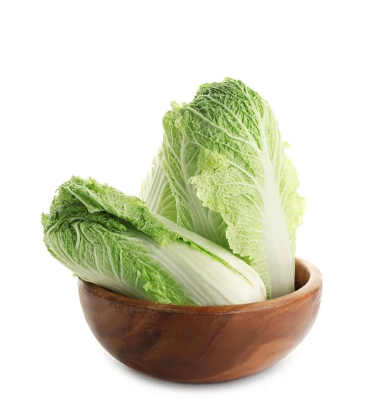Bowl Fresh Ripe Cabbage White Background — Stock Photo, Image