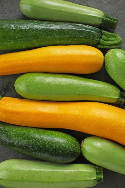 Fresh Zucchinis Grey Table — Stock Photo, Image