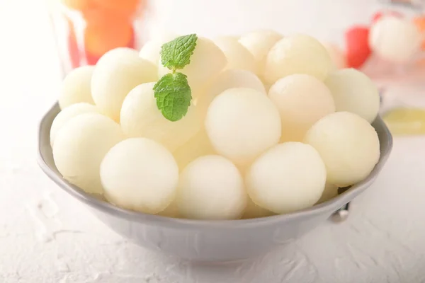 Plate Tasty Melon Dessert Light Table — Stock Photo, Image