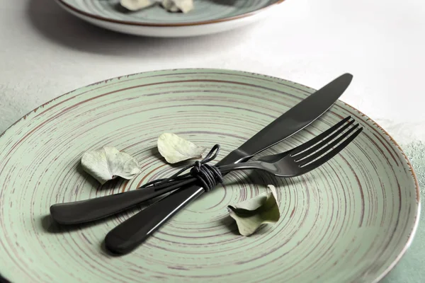 Plate Fork Knife Table — Stock Photo, Image