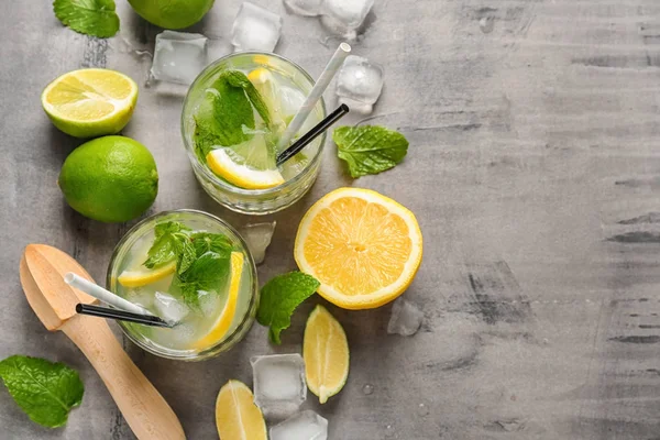 Composition Fresh Mojito Grey Table — Stock Photo, Image