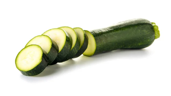 Courgettes Fraîches Coupées Sur Fond Blanc — Photo