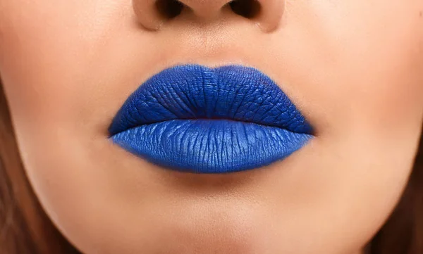 Beautiful Young Woman Unusual Lipstick Closeup Stock Picture