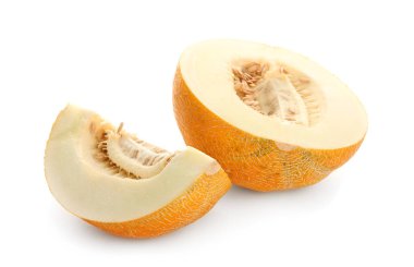 Olgun tatlı kavun beyaz arka plan üzerinde kesmek