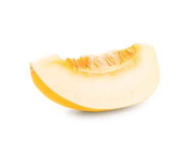 Beyaz arka plan üzerinde olgunlaşmış kavun parçası