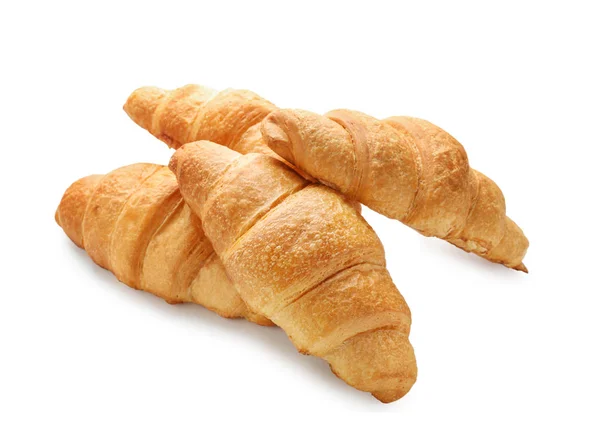 Croissants Savoureux Sur Fond Blanc — Photo