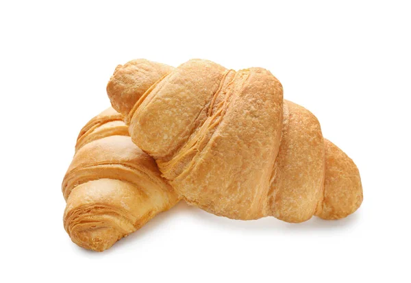 Croissants Savoureux Sur Fond Blanc — Photo