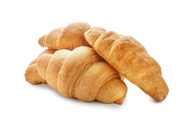 Smaklig Croissanter Vit Bakgrund — Stockfoto