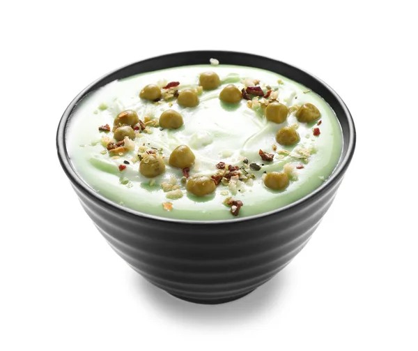 Bowl Delicious Zucchini Soup White Background — Stock Photo, Image