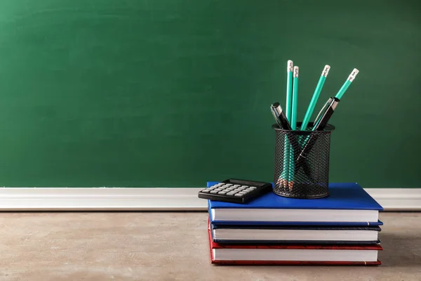 School Stationery Calculator Table Chalkboard — Stock Photo, Image