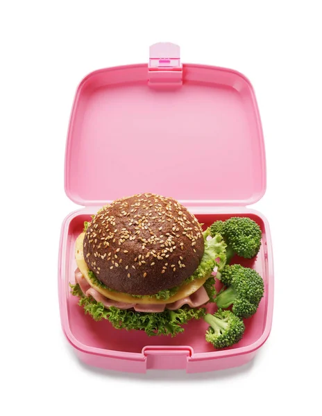 Food Schoolchild Lunch Box White Background — Stock Photo, Image