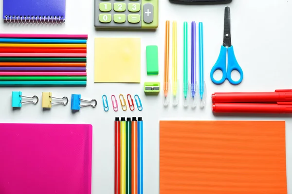 Composition Different School Stationery White Background — Stock Photo, Image