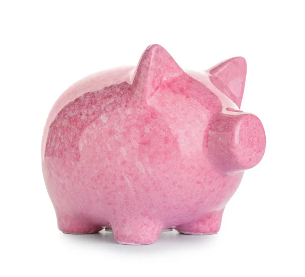 Cute Piggy Bank Białym Tle — Zdjęcie stockowe