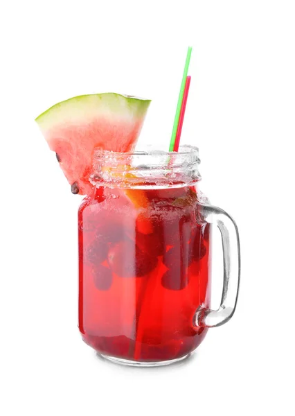 Sommar Cocktail Mason Jar Vit Bakgrund — Stockfoto