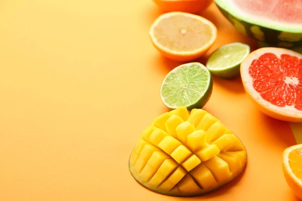 Various Delicious Fruits Color Background — Stock Photo, Image