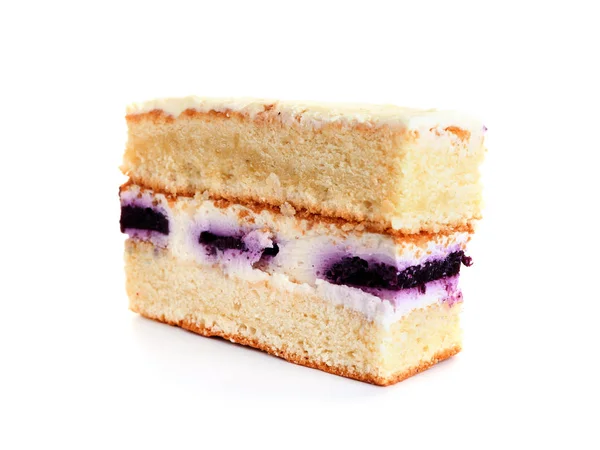 Piece Delicious Cake White Background — Stock Photo, Image