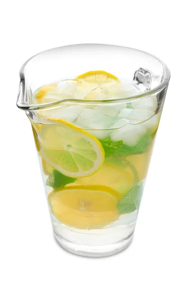 Caraffa Limonata Fresca Fondo Bianco — Foto Stock