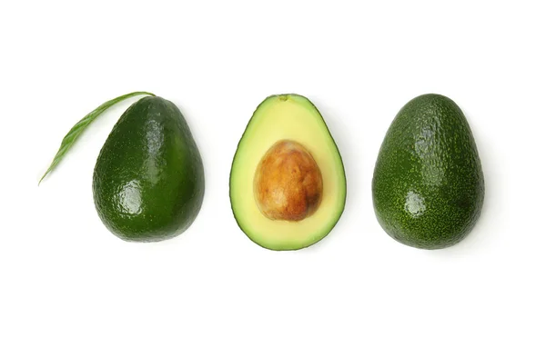 Verse Rijpe Avocado Witte Achtergrond — Stockfoto