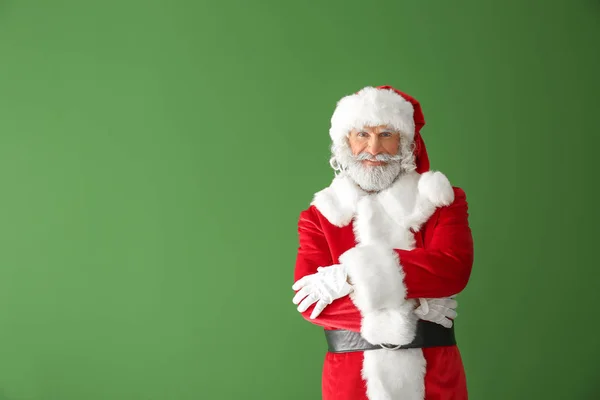 Retrato Santa Claus Sobre Fondo Color — Foto de Stock