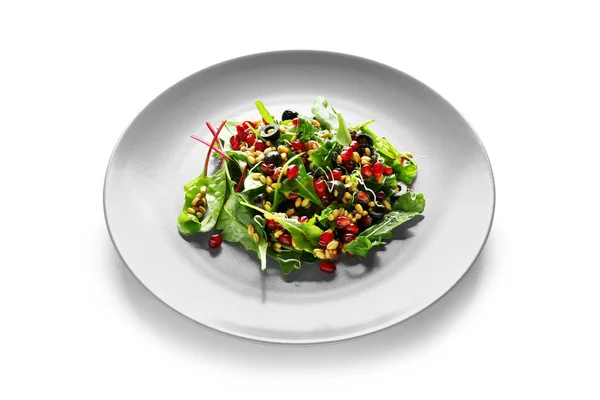 Prato Com Salada Fresca Saudável Fundo Branco — Fotografia de Stock