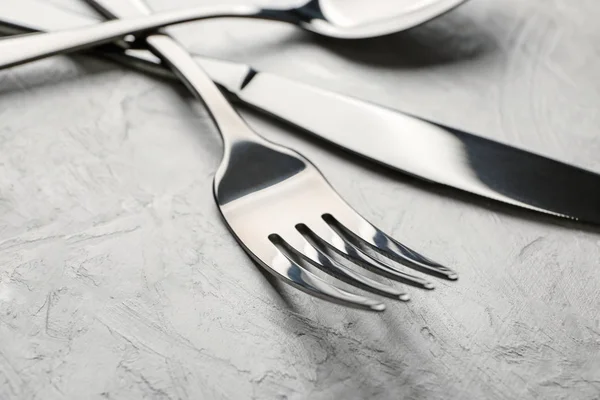 Set Cutlery Grey Background — Stock Photo, Image