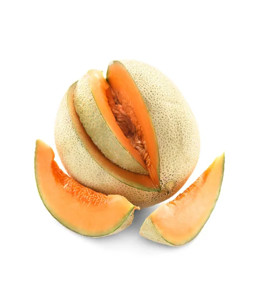 Ripe Skära Melon Vit Bakgrund — Stockfoto