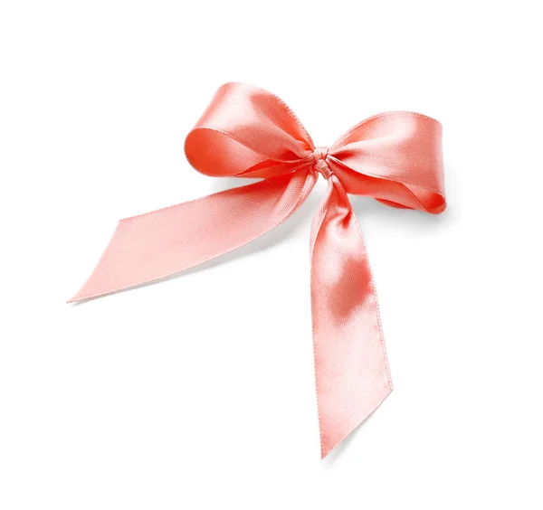 Schöne Schleife Aus Rosa Band Auf Weißem Hintergrund — Stockfoto