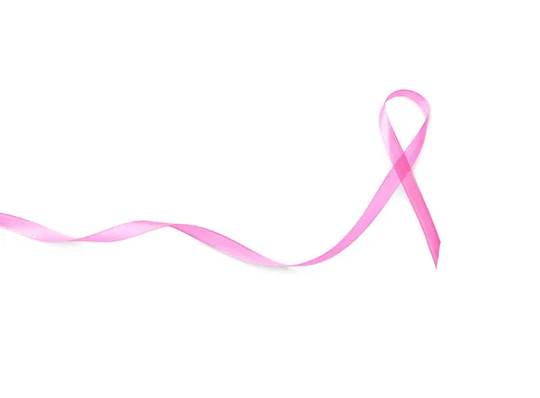 Pink Ribbon White Background Breast Cancer Concept — Stock Photo, Image