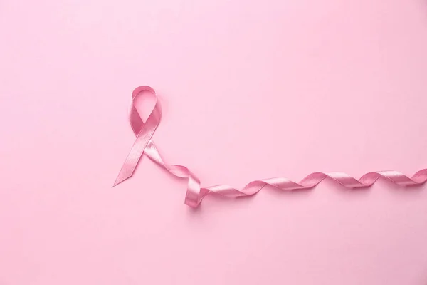 Cinta Rosa Sobre Fondo Color Concepto Cáncer Mama — Foto de Stock