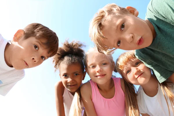 Cute Little Children Outdoors Bottom View — Stock Photo, Image