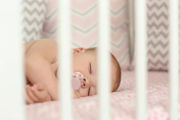 Cute Little Baby Sleeping Crib — Stock Photo, Image