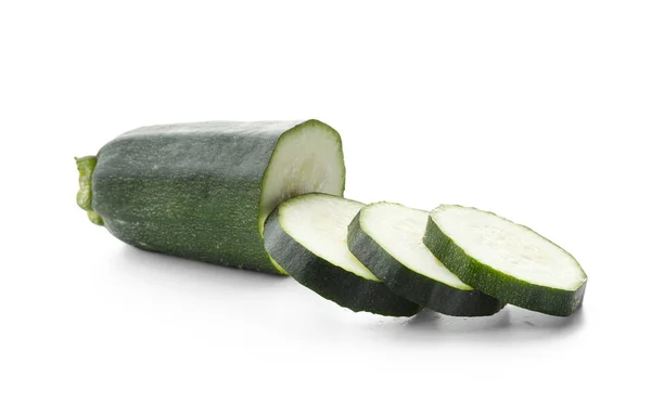 Nyklippt Zucchini Vit Bakgrund — Stockfoto