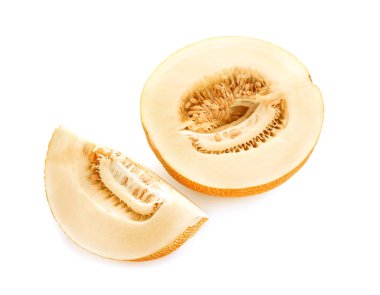 Olgun tatlı kavun beyaz arka plan üzerinde kesmek