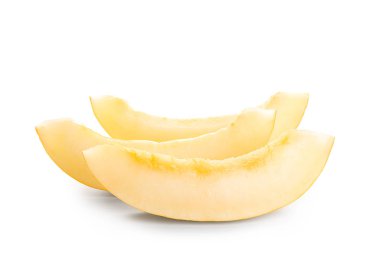 Beyaz arka plan üzerinde kavun dilimli RIPE