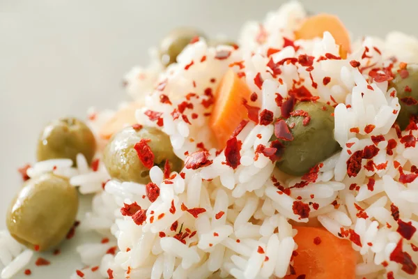 Tasty Boiled Rice Vegetables Closeup — Stock Photo, Image