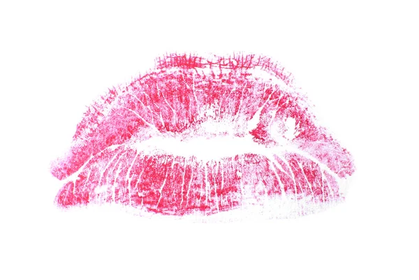 Läppstift Kyss Mark Vit Bakgrund — Stockfoto