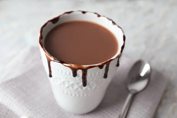 Cup Delicious Cocoa Table Closeup — Stock Photo, Image