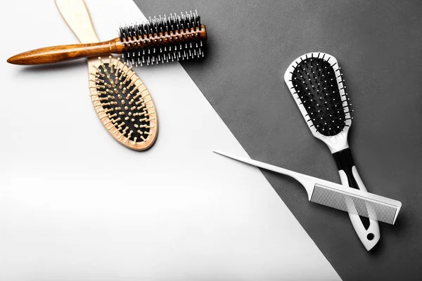 Hair Comb Brushes Color Background — Stock Photo, Image