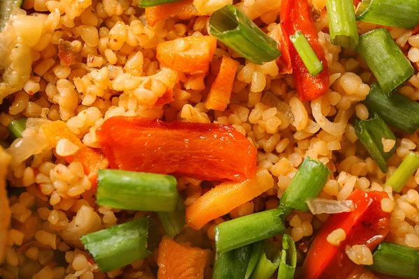 Arroz Fervido Delicioso Com Legumes Close — Fotografia de Stock