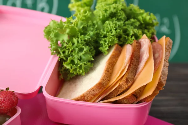 Lunch Box Appetizing Food Table Closeup — Stock Photo, Image