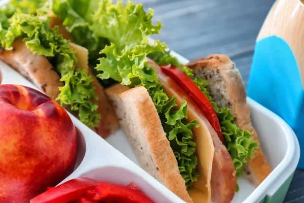 Appetizing Food Lunch Box Table Closeup — Stock Photo, Image