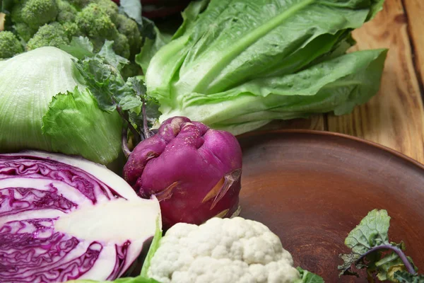 Different types of cabbage on table — Stock Image Different Types Cabbage Table Royalty Free Stock Photos